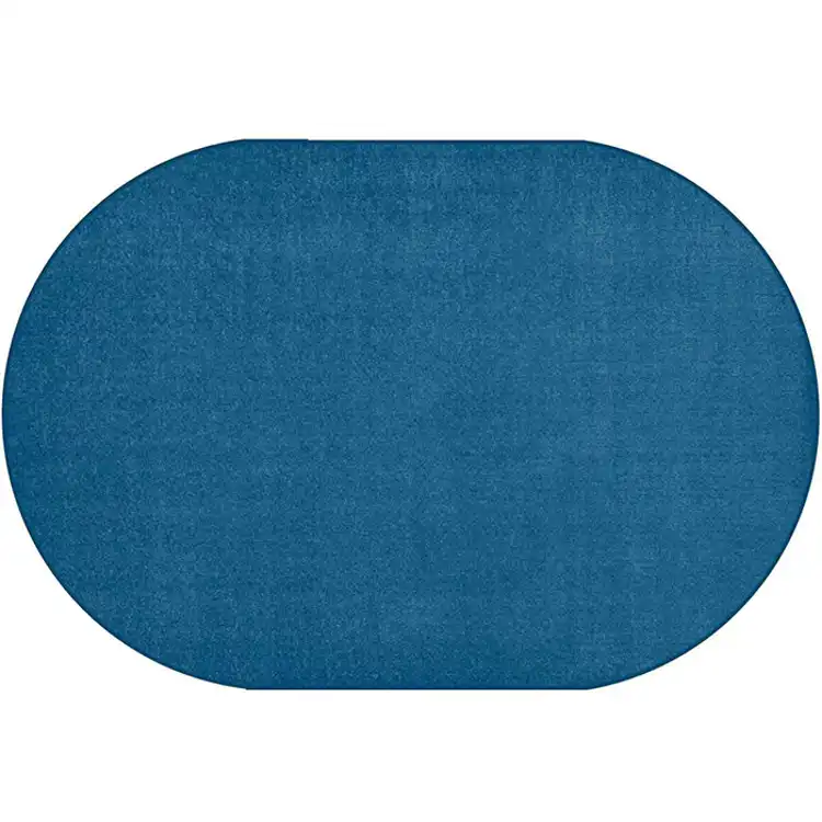Mt. St. Helens Solid Color Classroom Carpet Collection, Marine Blue, Oval 6' x 9'