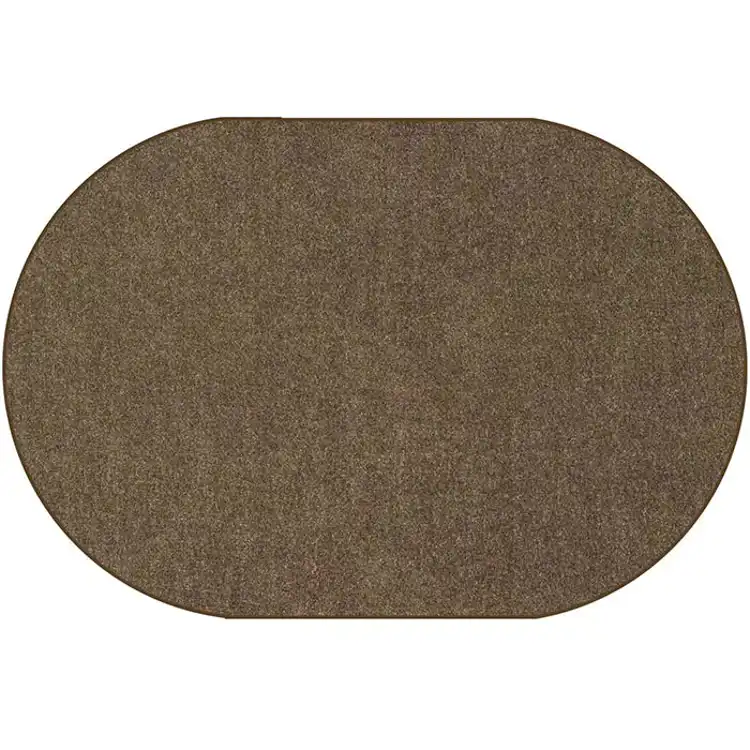 Mt. St. Helens Solid Color Classroom Carpet Collection, Mocha, Oval 7'6"  x 12'