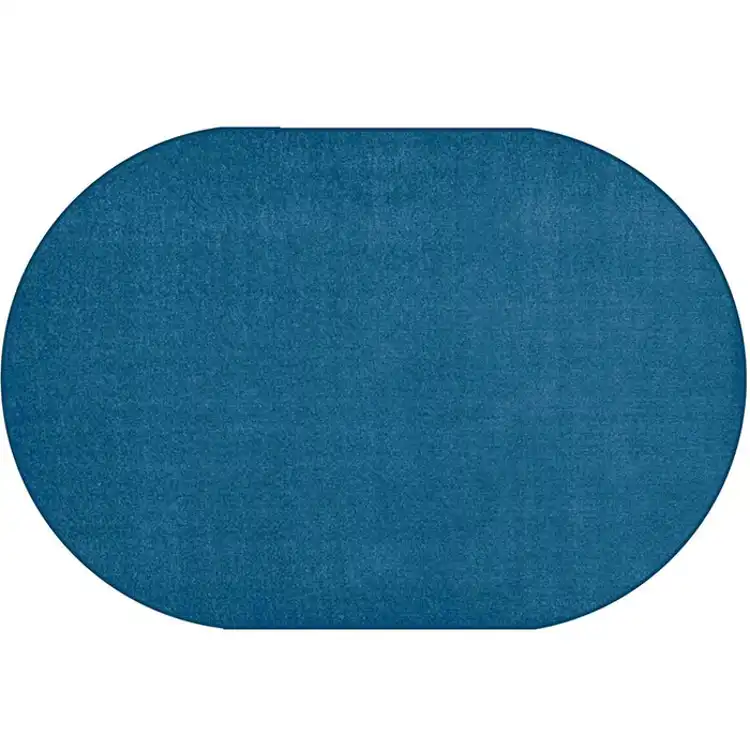 Mt. St. Helens Solid Color Classroom Carpet Collection, Marine Blue, Oval 7'6"  x 12'