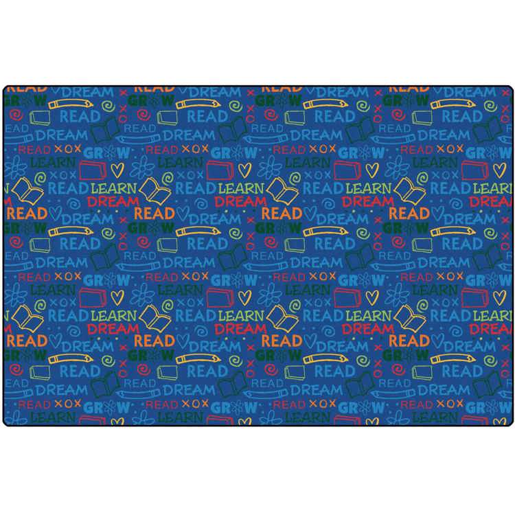 Read to Dream Pattern Classroom Rug, Rectangle 4' x 6'