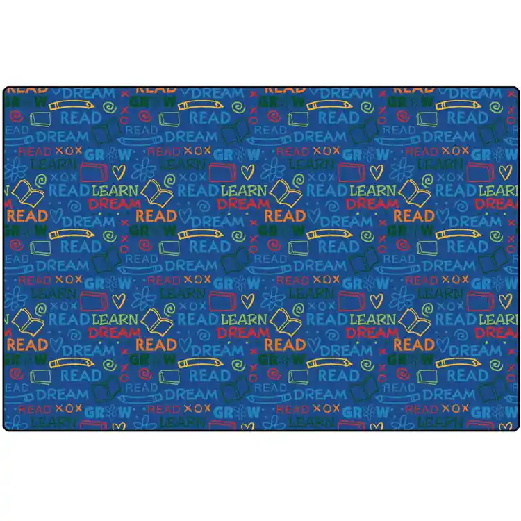 Read to Dream Pattern Classroom Rug, Rectangle 4' x 6'