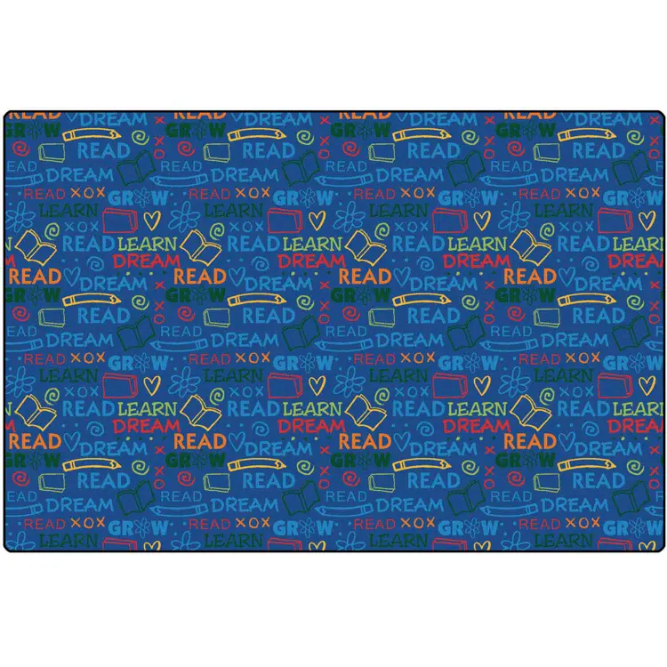 Read to Dream Pattern Classroom Rug, Rectangle 4' x 6'