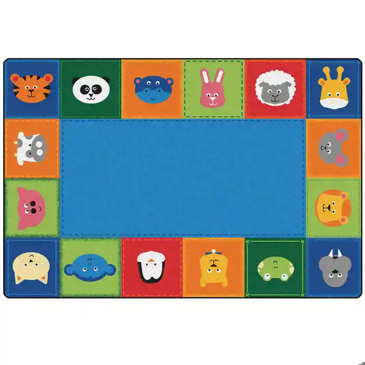 KIDSoft™ Baby Animals Border Rug, Primary Colors