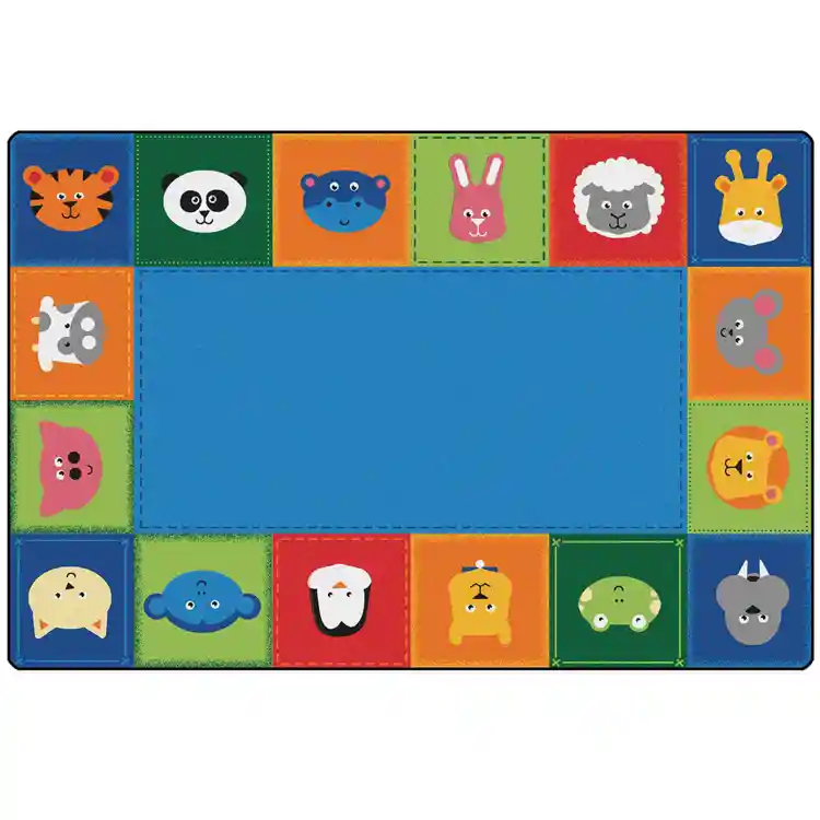 KIDSoft Baby Animals Border Rug Primary Colors 4x6