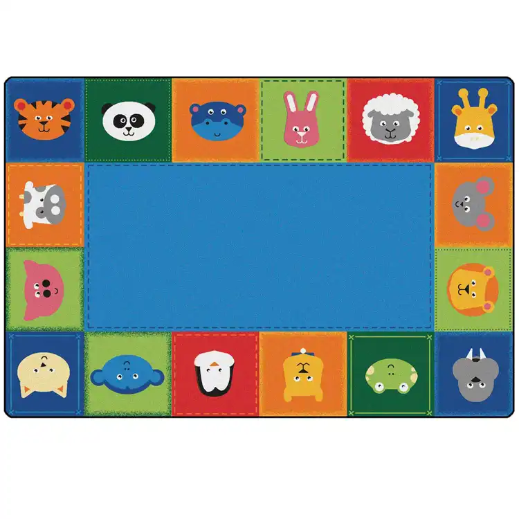 KIDSoft Baby Animals Border Rug Primary Colors 6x9