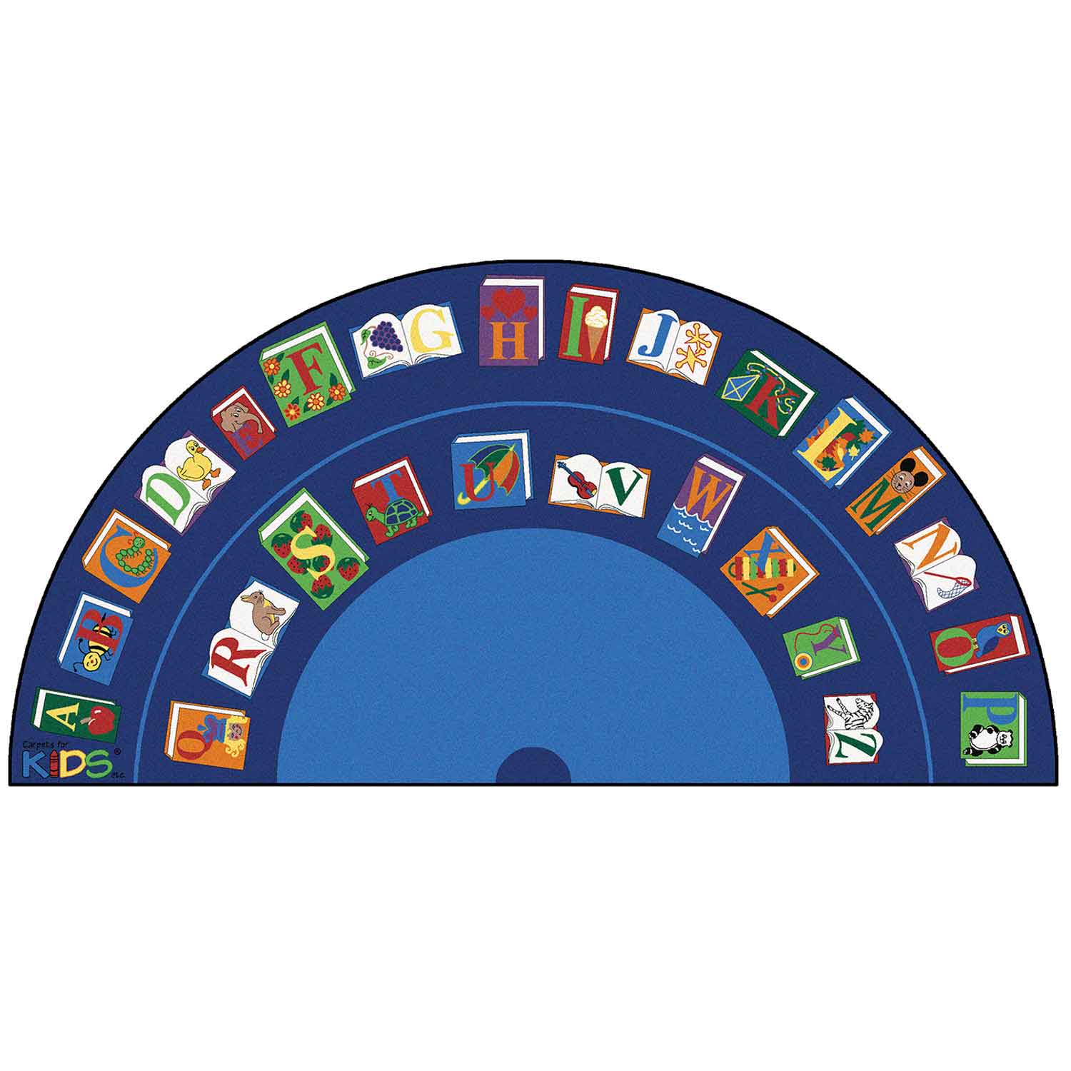 Reading By The Book Seating Classroom Rug, Semi-Circle 6'8" x 13'4"