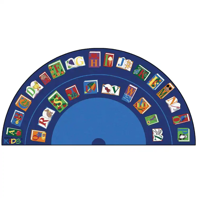 Reading By The Book Seating Classroom Rug, Semi-Circle 6'8" x 13'4"