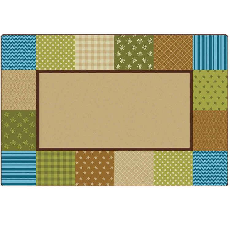 KIDSoft™ Pattern Blocks Rug, Nature's Colors, Rectangle 4' x 6'