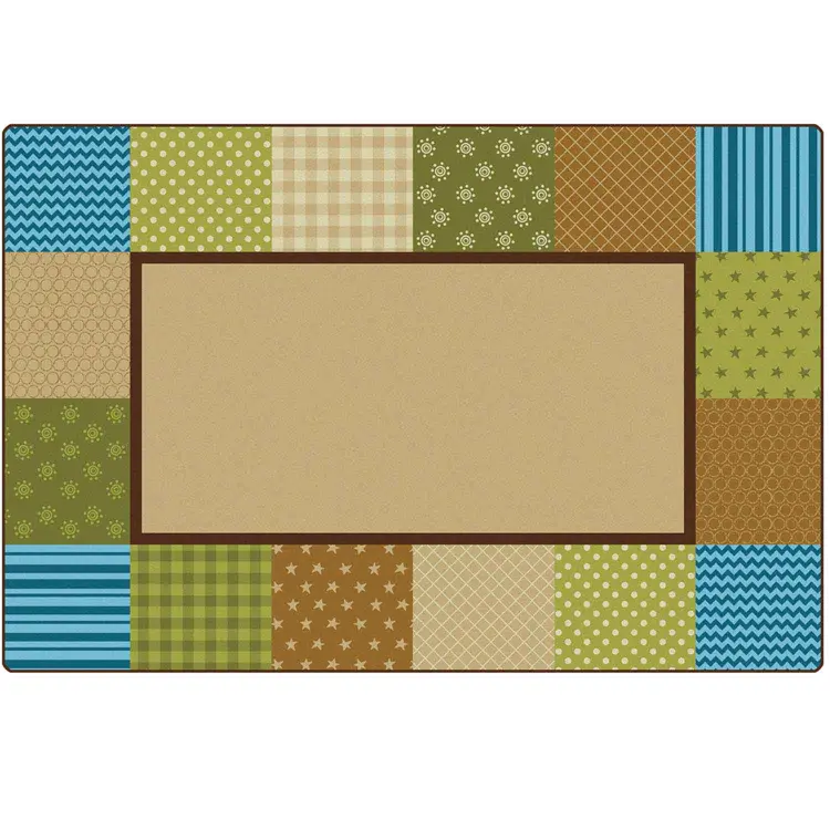 KIDSoft™ Pattern Blocks Rug, Nature's Colors, Rectangle 4' x 6'