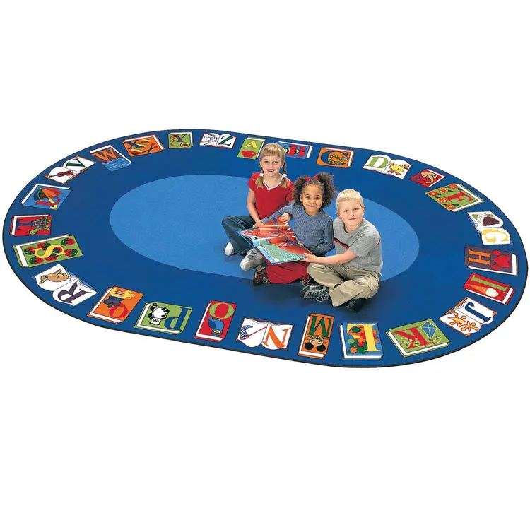 "Reading By The Book Seating Classroom Rug, Oval 6'9"" x 9'5"""