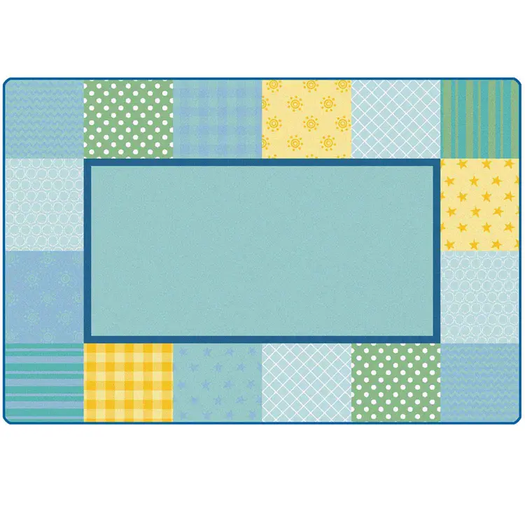 KIDSoft™ Pattern Blocks Rug, Soft Colors, Rectangle 4' x 6'