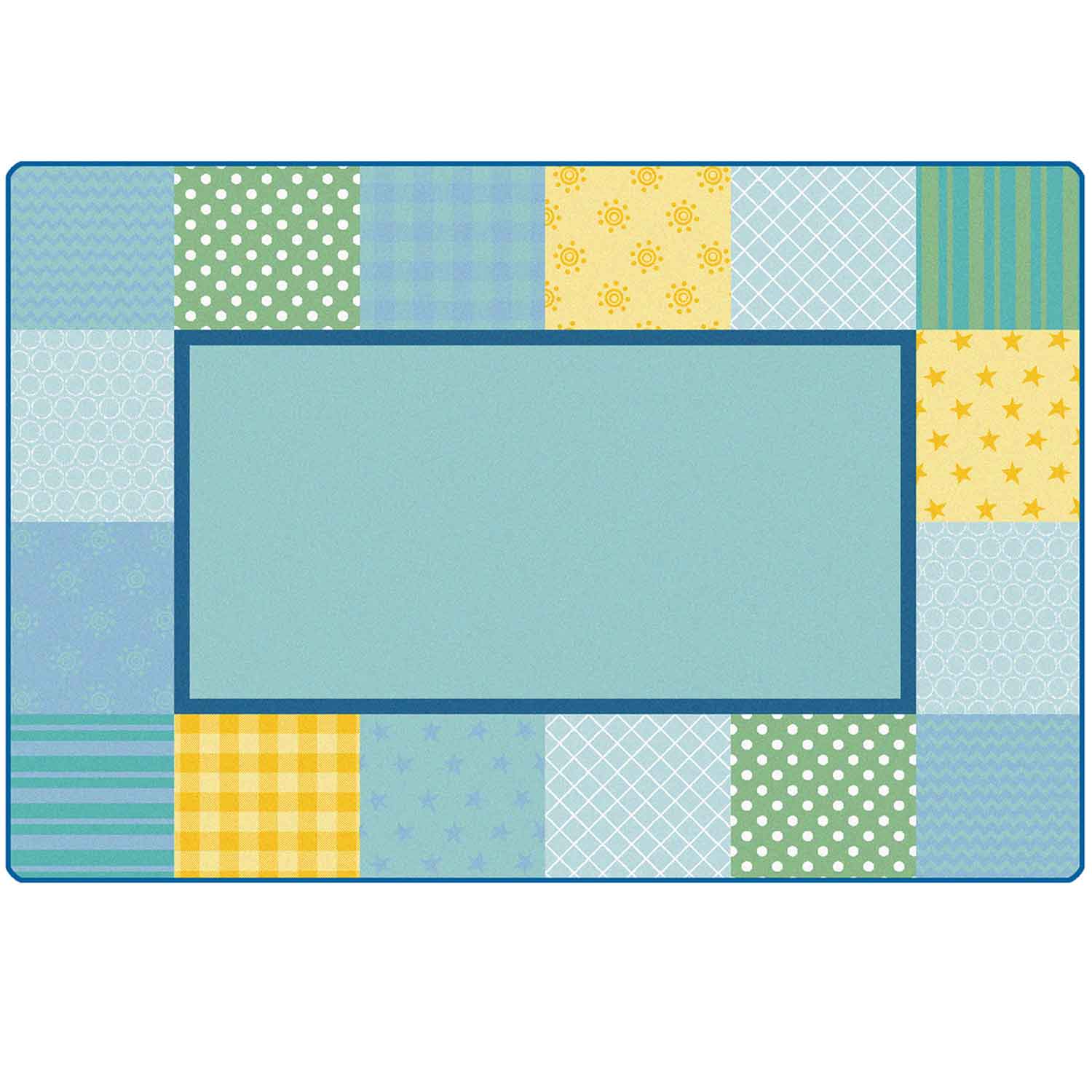 KIDSoft™ Pattern Blocks Rug, Soft Colors, Rectangle 6' x 9'