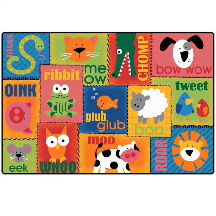 KIDSoft™ Animal Sounds Classroom Rug, Rectangle 6' x 9'