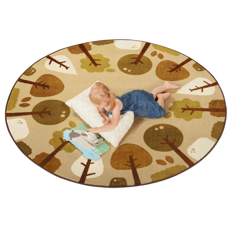 KIDSoft™ Tranquil Trees Rug, Tan, Round 6'