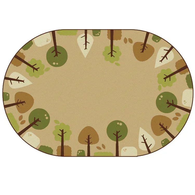 KIDSoft™ Tranquil Trees Rug, Tan, Oval 4' x 6'
