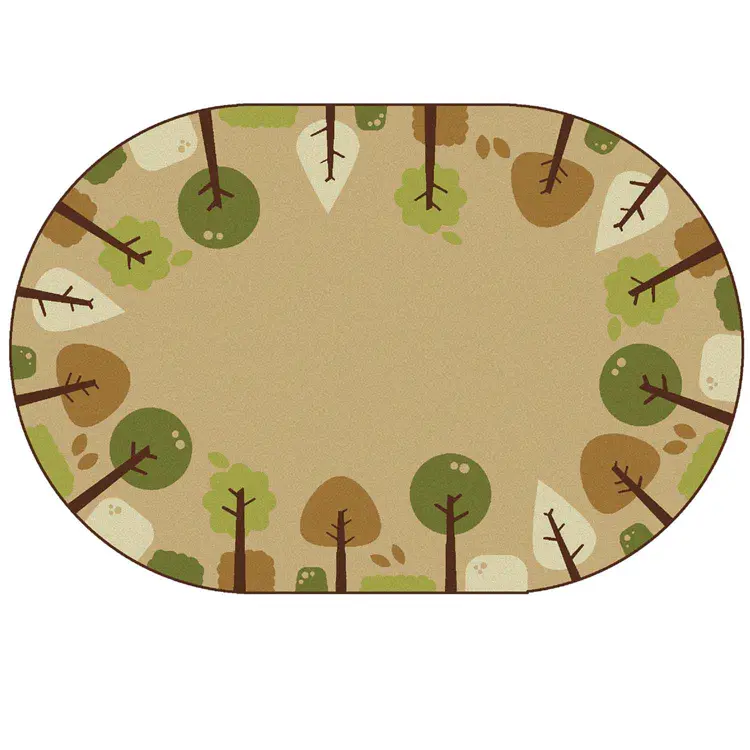 KIDSoft™ Tranquil Trees Rug, Tan, Oval 6' x 9'