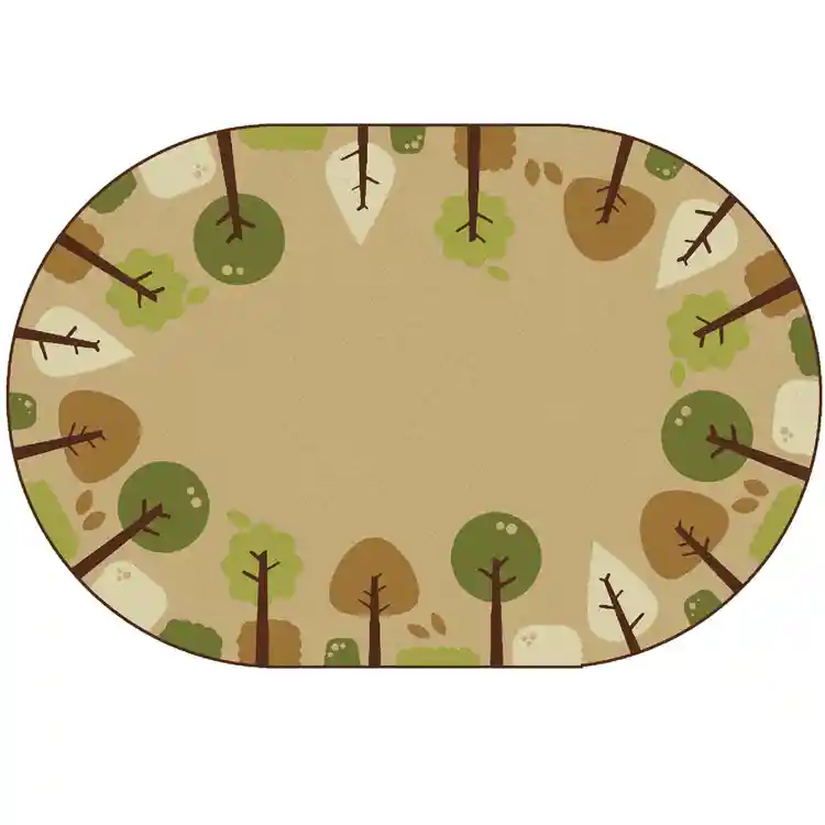 KIDSoft™ Tranquil Trees Rug, Tan, Oval 8' x 12'