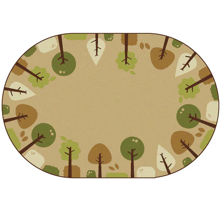 KIDSoft™ Tranquil Trees Rug, Tan, Oval 8' x 12'