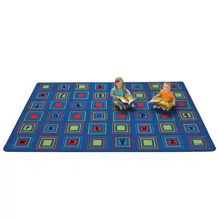 Literacy Squares Classroom Rug, Primary Colors