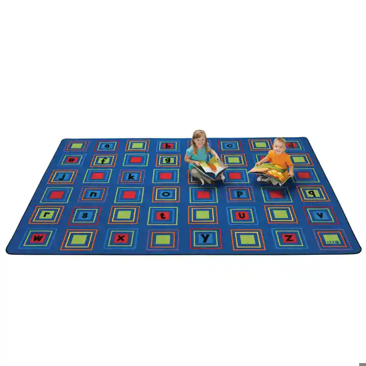 Literacy Squares Classroom Rug, Primary Colors