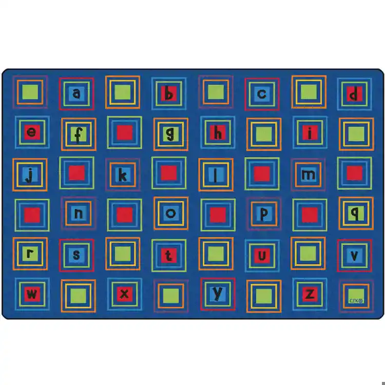 Literacy Squares Classroom Rug, Primary Colors