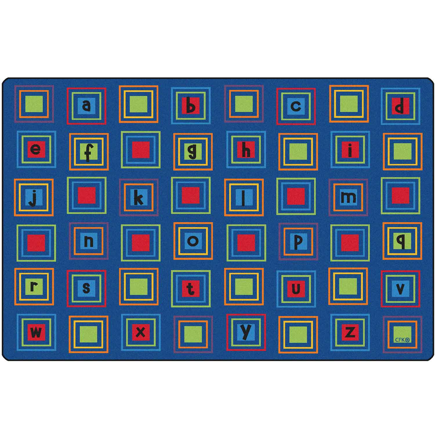 Literacy Squares Classroom Rug, Primary Colors