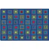 Literacy Squares Classroom Rug, Primary Colors, Rectangle 6' x 9'