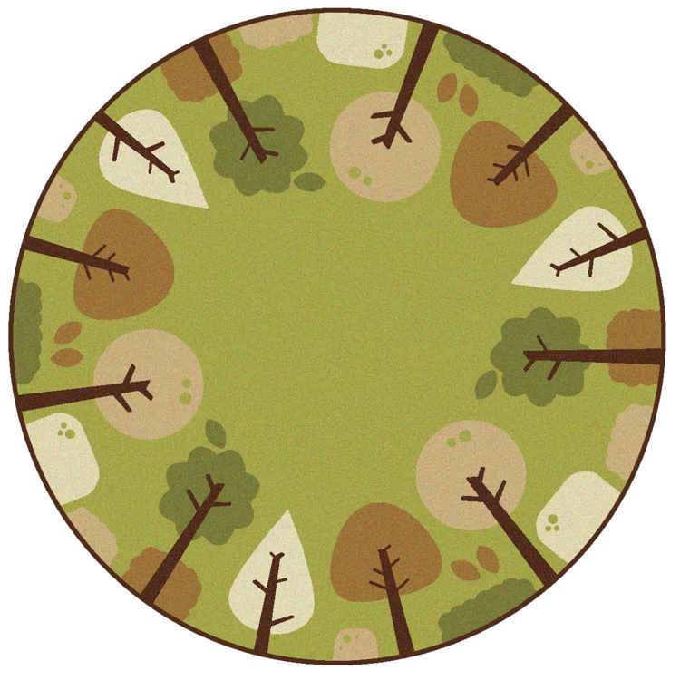 KIDSoft™ Tranquil Trees Rug, Green, Round 6'