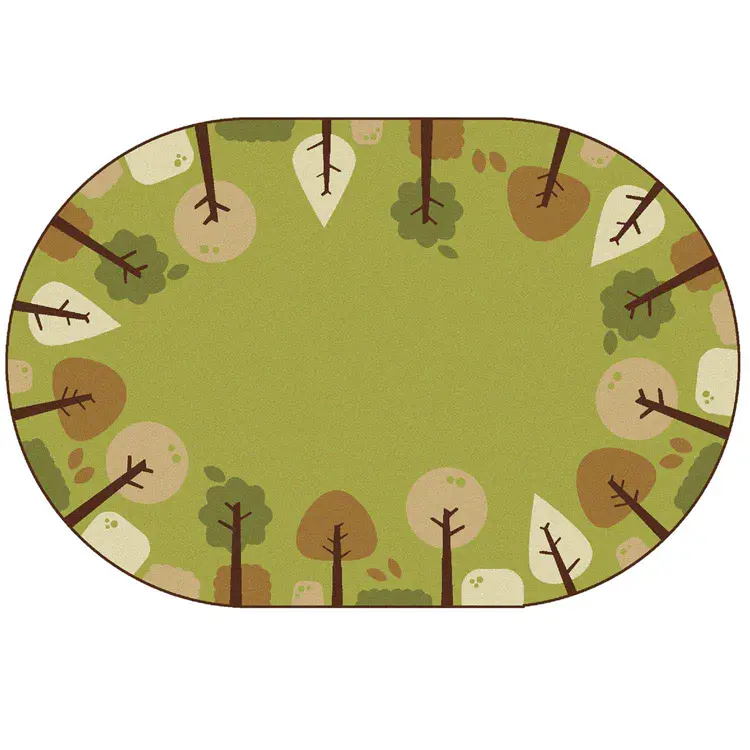 KIDSoft™ Tranquil Trees Rug, Green, Oval 6' x 9'