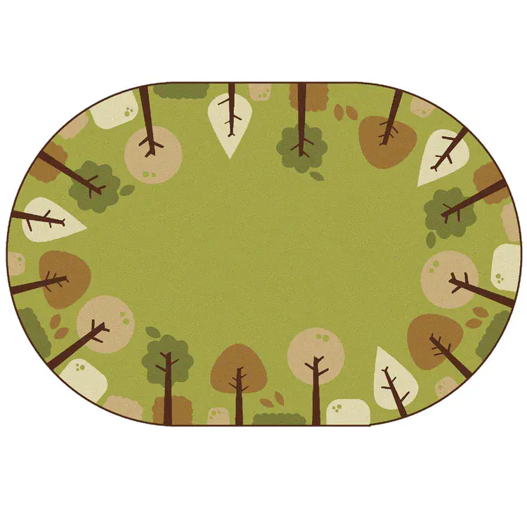 KIDSoft™ Tranquil Trees Rug, Green, Oval 8' x 12'
