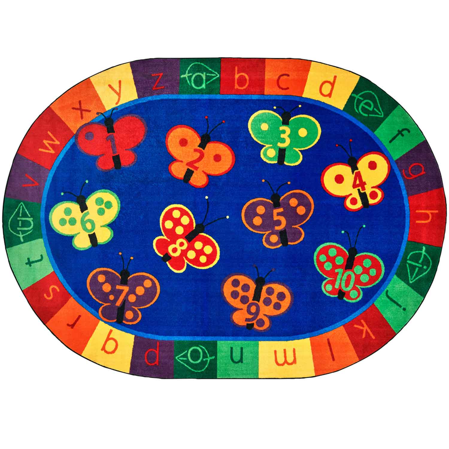 KIDSoft™ 123 ABC Butterfly Classroom Rug, Oval 6'9" x 9'5"