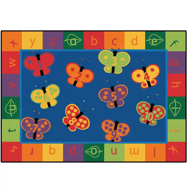 KIDSoft™ 123 ABC Butterfly Classroom Rug, Rectangle 3'10" x 5'5"