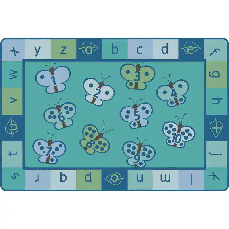 KIDSoft™ 123 ABC Butterfly Classroom Rug, Contemporary Colors
