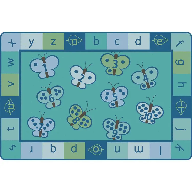KIDSoft™ 123 ABC Butterfly Classroom Rug, Contemporary Colors