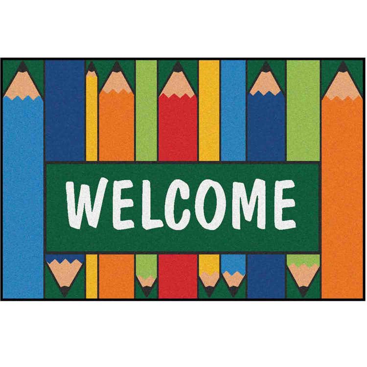 KID$ Value Classroom Rugs™, Colorful Pencils Welcome Rug, Rectangle 3' x 4'6"