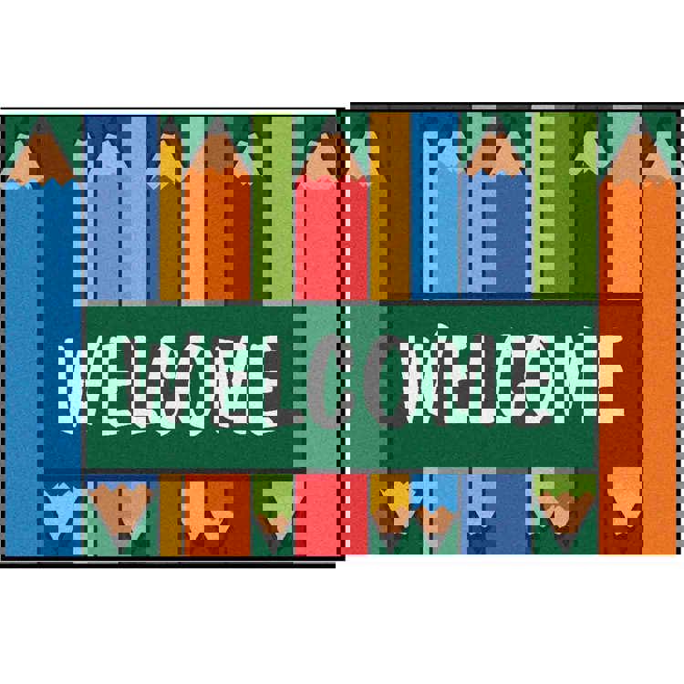 KID$ Value Classroom Rugs™, Colorful Pencils Welcome Rug