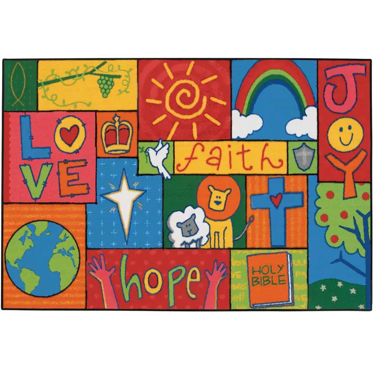 KID$ Value Classroom Rugs™, Inspirational Patchwork, Rectangle 3' x 4'6"