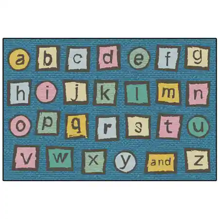 KID$ Value Classroom Rug™, Alphabet Blocks Rectangle 3'x4'6" Dark Blue