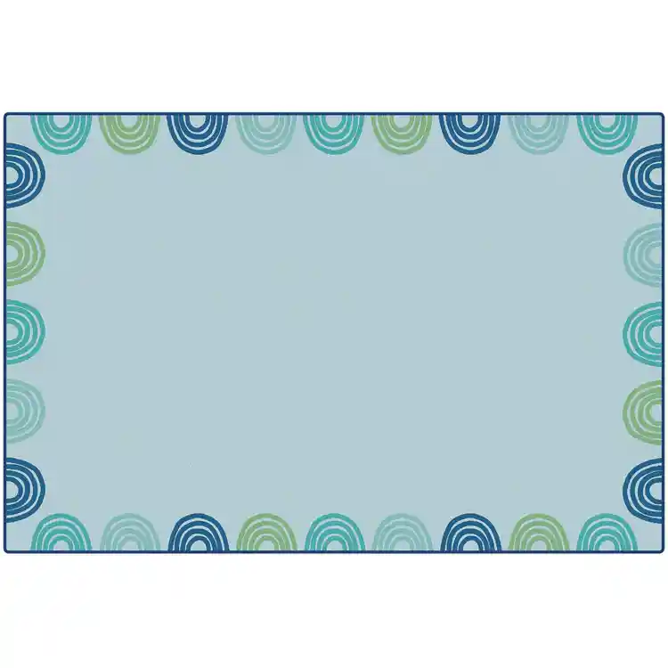 KIDSoft™ Rainbows Border Rug Soft Colors, Rectangle 6' x 9', Green