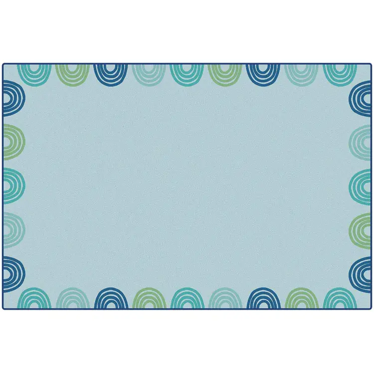 KIDSoft™ Rainbows Border Rug Soft Colors, Rectangle 6' x 9', Green