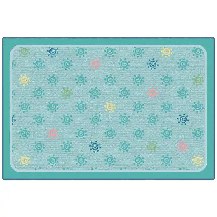 KID$ Value Classroom Rugs™, Sunshine Flowers, Rectangle 3' x 4' 6in Mixed Blue