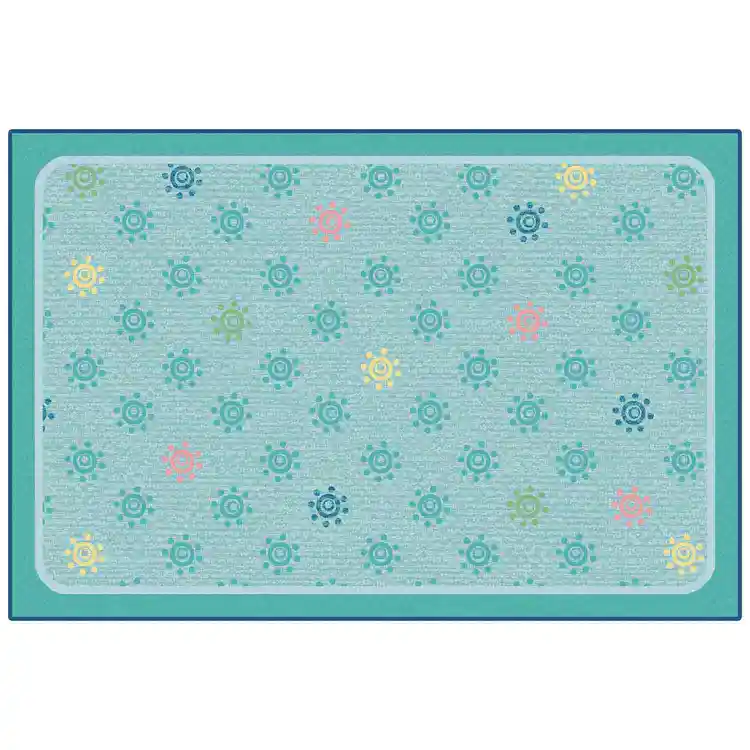 KID$ Value Classroom Rugs™, Sunshine Flowers, Rectangle 3' x 4' 6in Mixed Blue