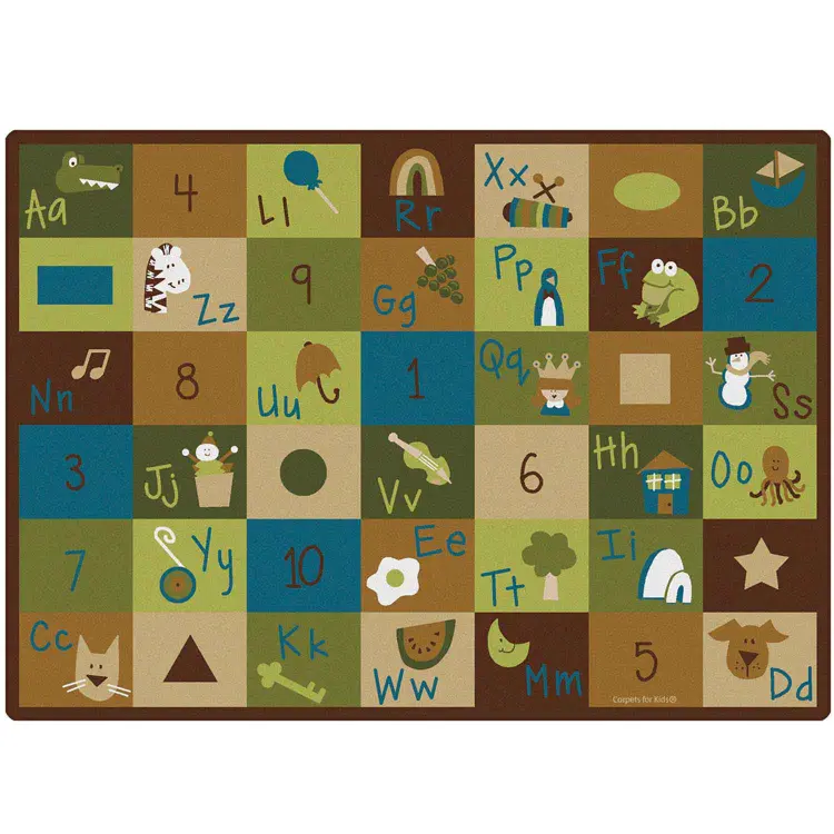 Learning Blocks Classroom Rug, Nature's Colors, Rectangle 5'10" x 8'4"