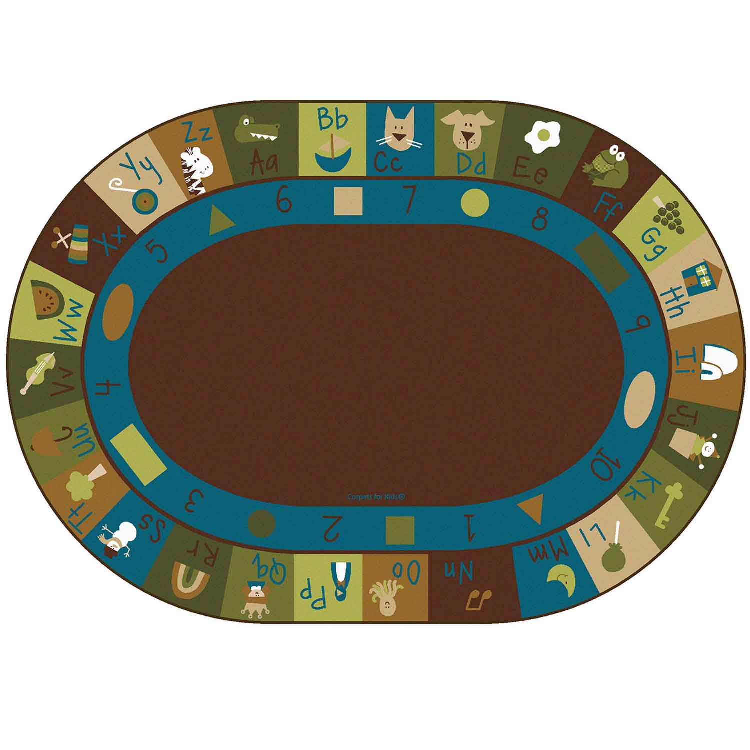 Learning Blocks Classroom Rug, Nature's Colors, Oval 6' x 9'