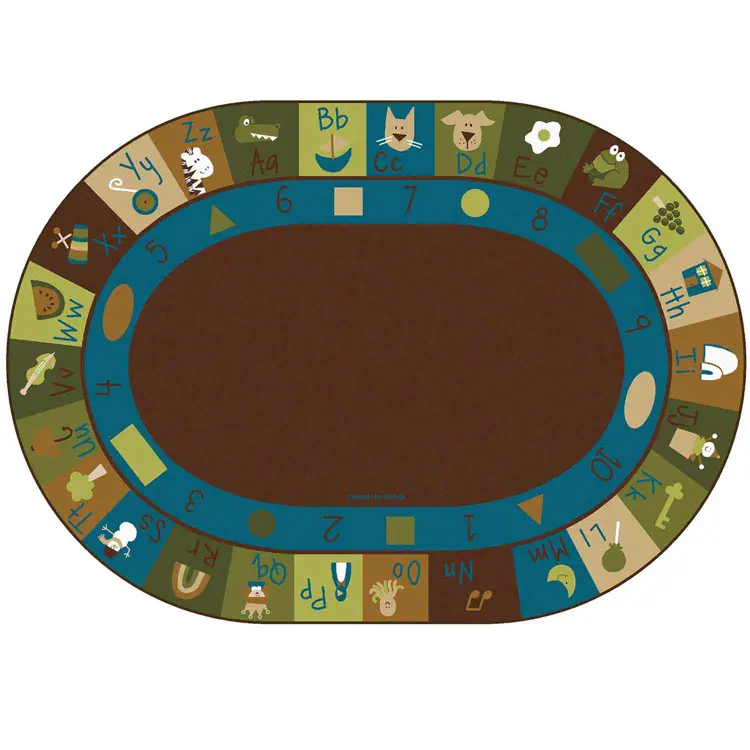 "Learning Blocks Classroom Rug, Nature's Colors, Oval 8'3"" x 11'8"""