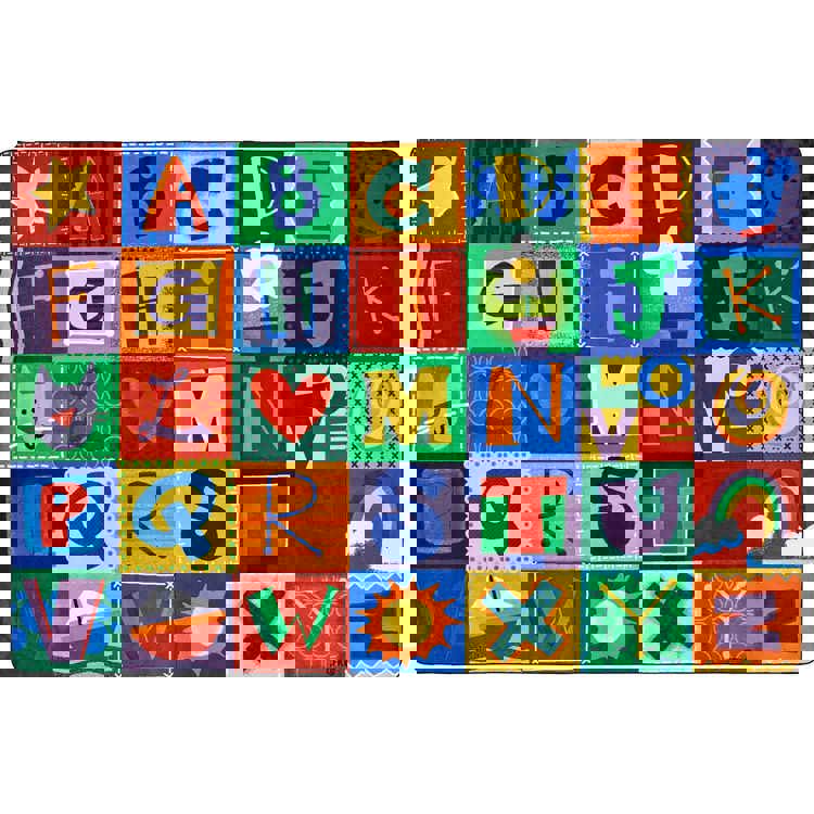 KIDSoft™ Toddler Alphabet Blocks Classroom Rug, Rectangle 4' x 6'