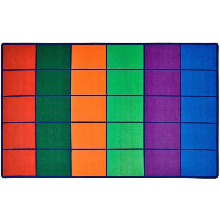 Colorful Rows Seating Classroom Rug, Rectangle 7' 6" x 12' (Seats 30)
