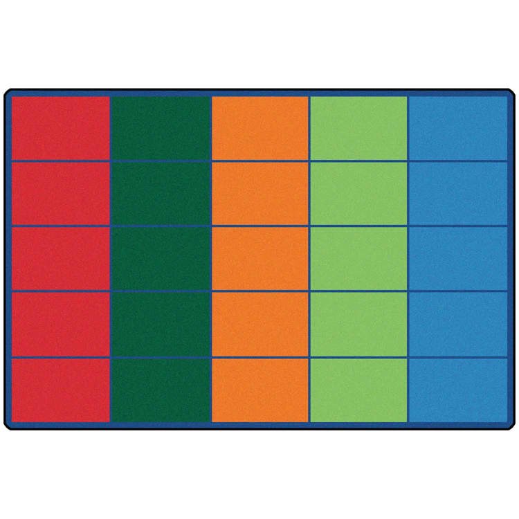 Colorful Rows Seating Classroom Rug, Rectangle 6' x 9' (Seats 25)