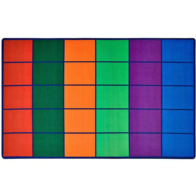 Colorful Rows Seating Classroom Rug, Rectangle 8'4" x 13'4" (Seats 30)
