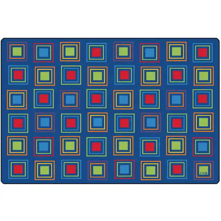 Primary Squares Seating Rug, Rectangle 4' x 6'